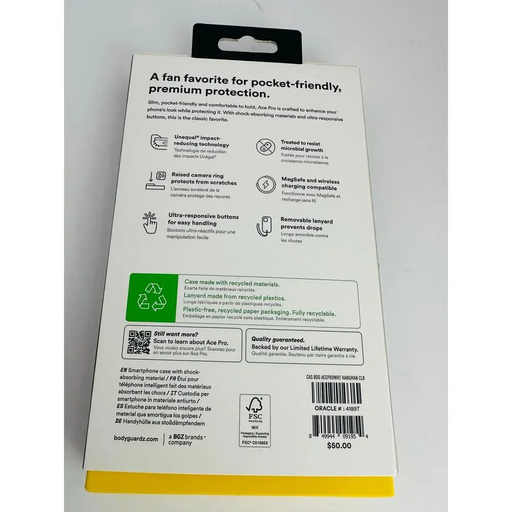 BodyGuardz Ace Pro iPhone 16 Plus Clear/White MagSafe Case NWT